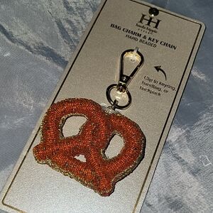 Haute Hippie Beaded Pretzel Key chain Bag Charm Keychain Brand New Ta Rt Th